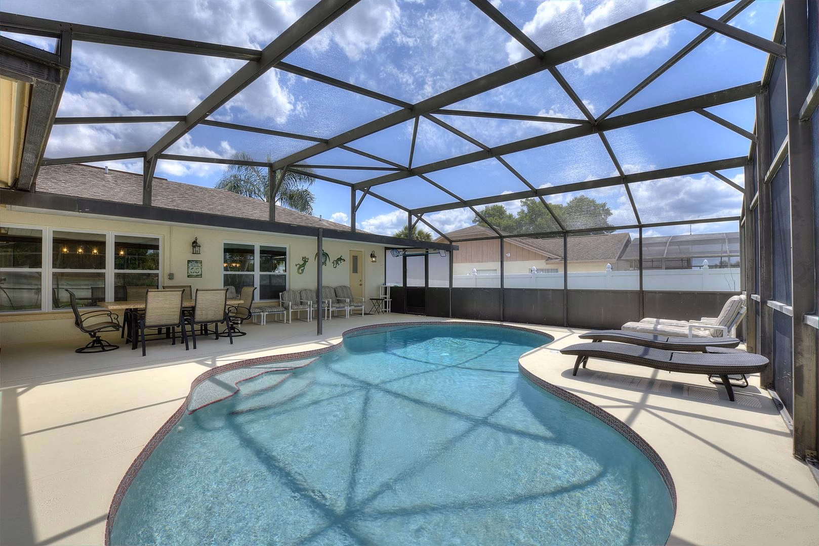 Private screened pool and deck at USA Disney Villa